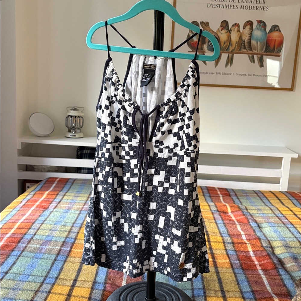 Colcci navy blue and White Checkered Tank Top